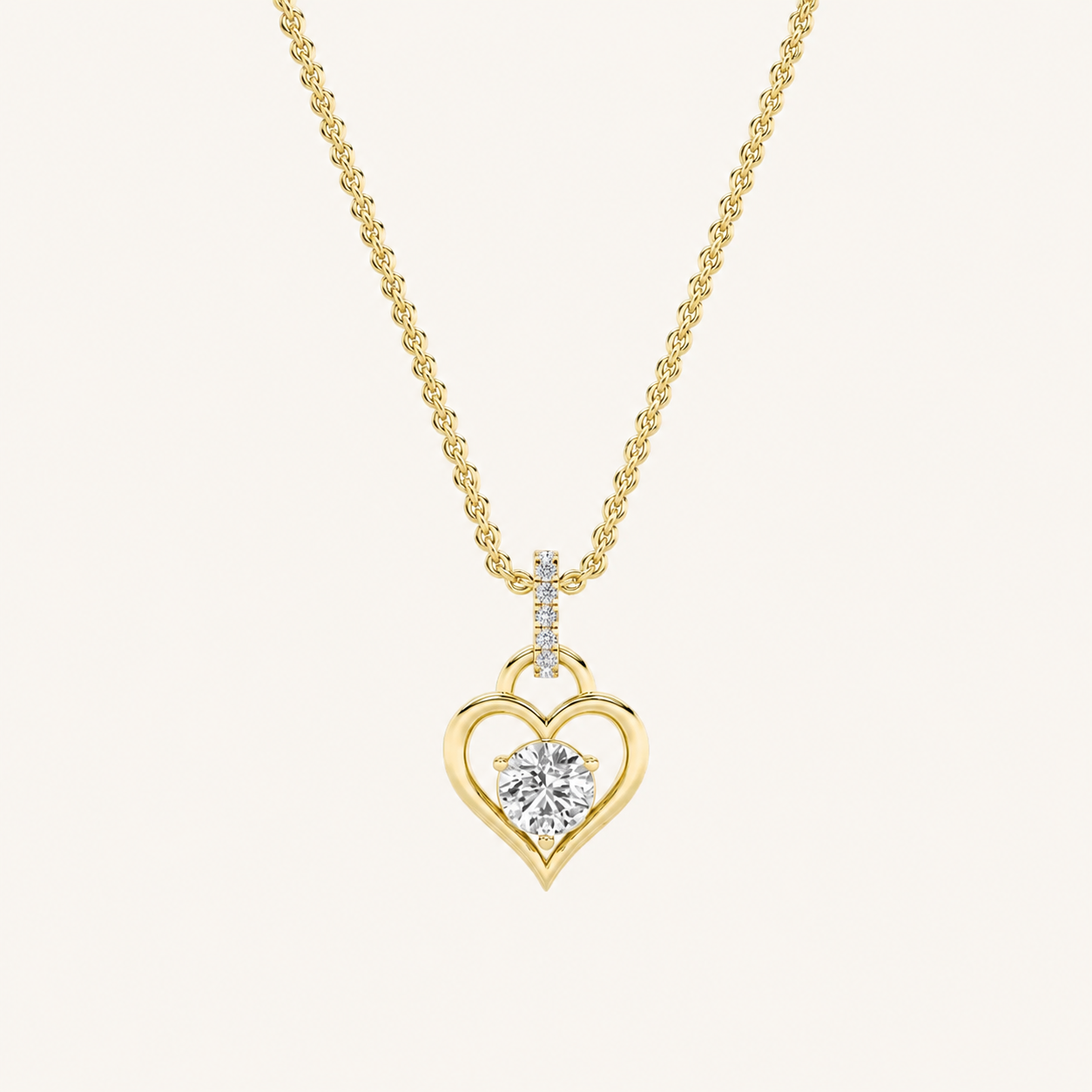 1.5CT Round Cut Lab Grown Diamond Heart Shaped Pendant