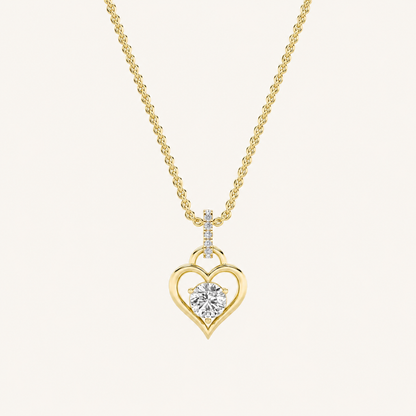 1.5CT Round Cut Lab Grown Diamond Heart Shaped Pendant