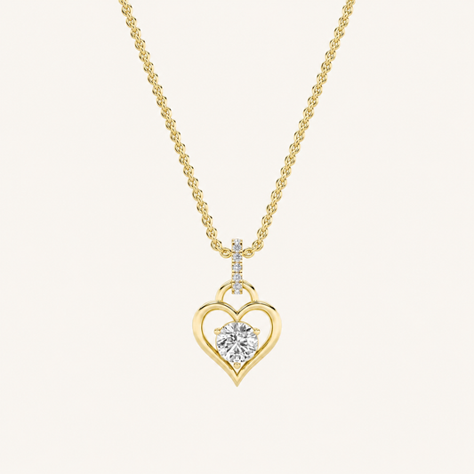 1.5CT Round Cut Lab Grown Diamond Heart Shaped Pendant