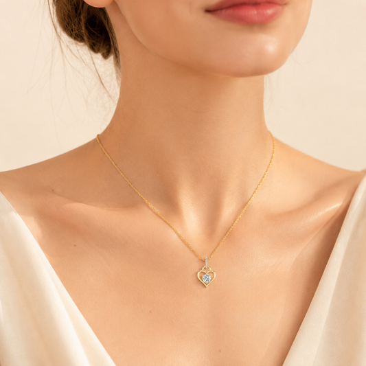 1.5CT Round Cut Lab Grown Diamond Heart Shaped Pendant