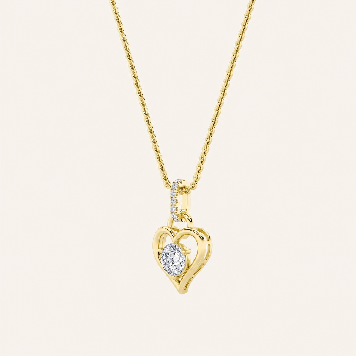 1.5CT Round Cut Lab Grown Diamond Heart Shaped Pendant