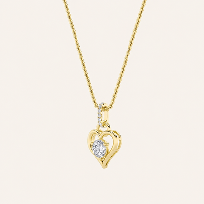 1.5CT Round Cut Lab Grown Diamond Heart Shaped Pendant