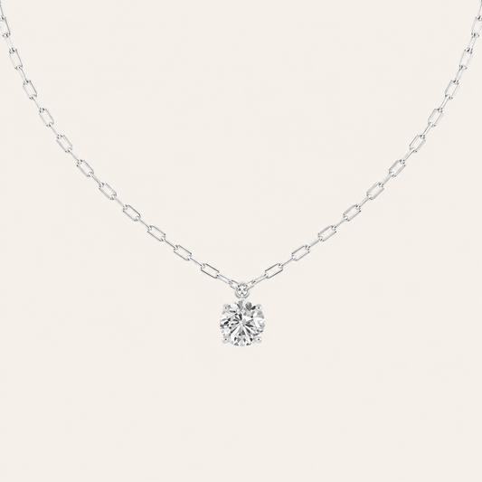 2CT Round Cut Lab Grown Diamond Strata Chic Collection Necklace Pendant