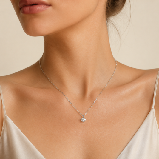2CT Round Cut Lab Grown Diamond Strata Chic Collection Necklace Pendant