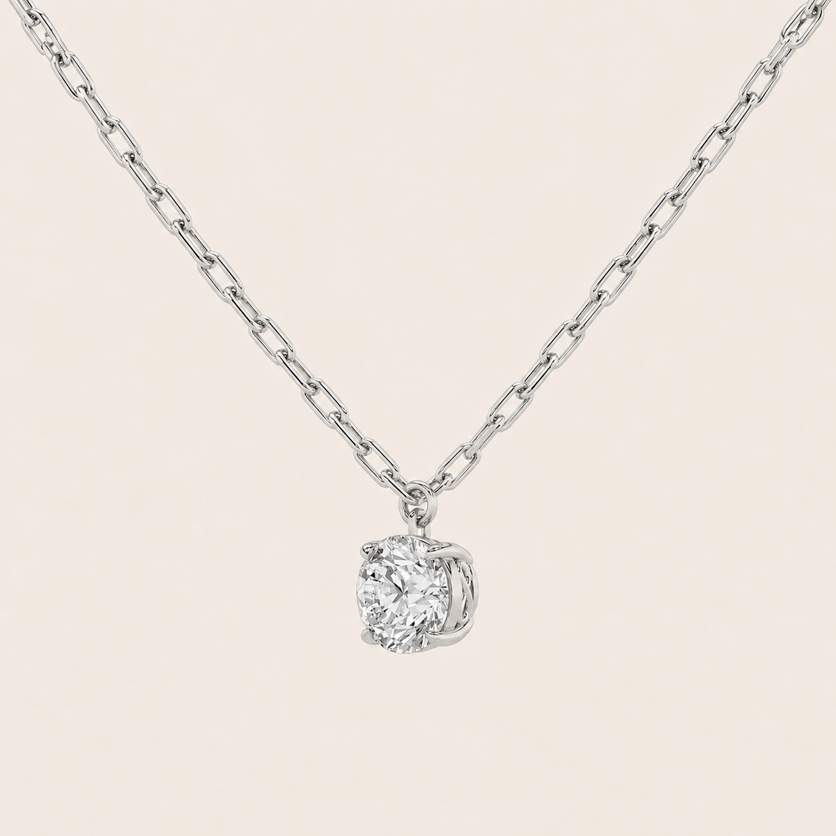2CT Round Cut Lab Grown Diamond Strata Chic Collection Necklace Pendant