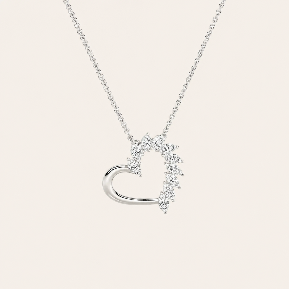 2CT Marquise Cut Lab Grown Diamond Heart Shaped Pendant