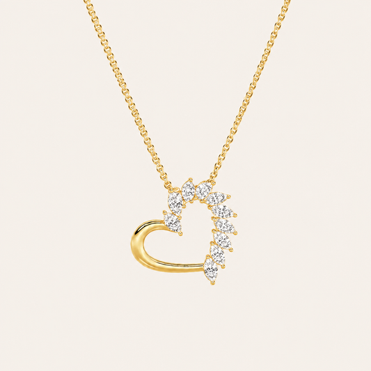 2CT Marquise Cut Lab Grown Diamond Heart Shaped Pendant