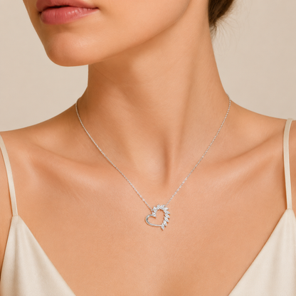 2CT Marquise Cut Lab Grown Diamond Heart Shaped Pendant