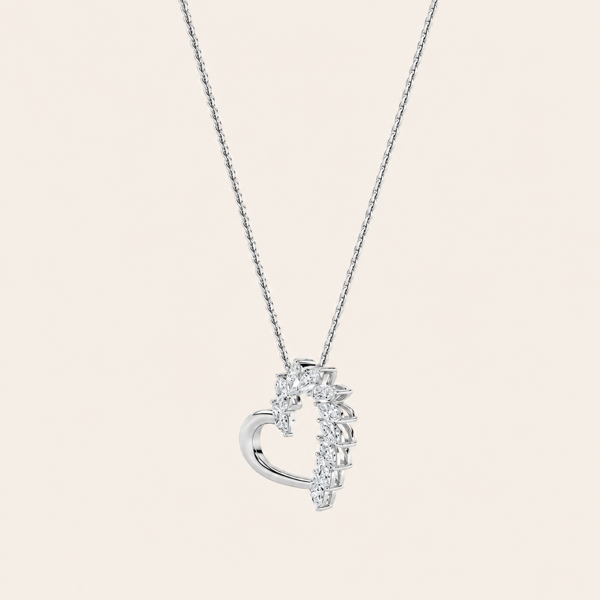 2CT Marquise Cut Lab Grown Diamond Heart Shaped Pendant