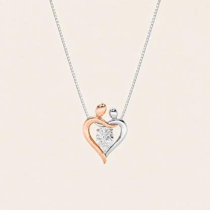 1.5CT Pear Cut Lab Grown Diamond Mother and Child Heart Shaped Pendant