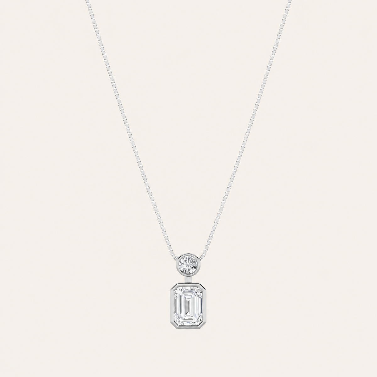 1CT Emerald Cut Lab Grown Diamond Toi et Moi Fashiion Pendant