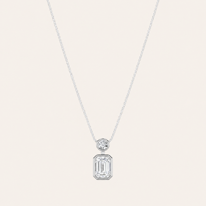 1CT Emerald Cut Lab Grown Diamond Toi et Moi Fashiion Pendant