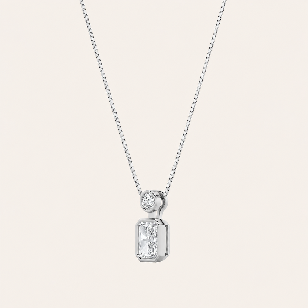 1CT Emerald Cut Lab Grown Diamond Toi et Moi Fashiion Pendant