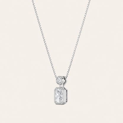 1CT Emerald Cut Lab Grown Diamond Toi et Moi Fashiion Pendant