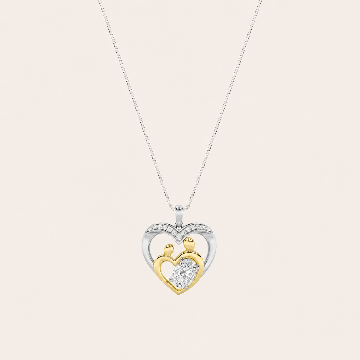 1CT Oval Cut Lab Grown Diamond Heart Shaped Pendant