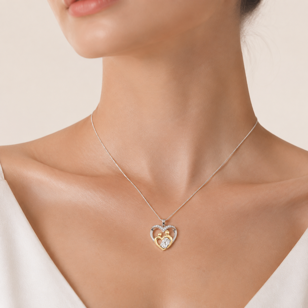 1CT Oval Cut Lab Grown Diamond Heart Shaped Pendant