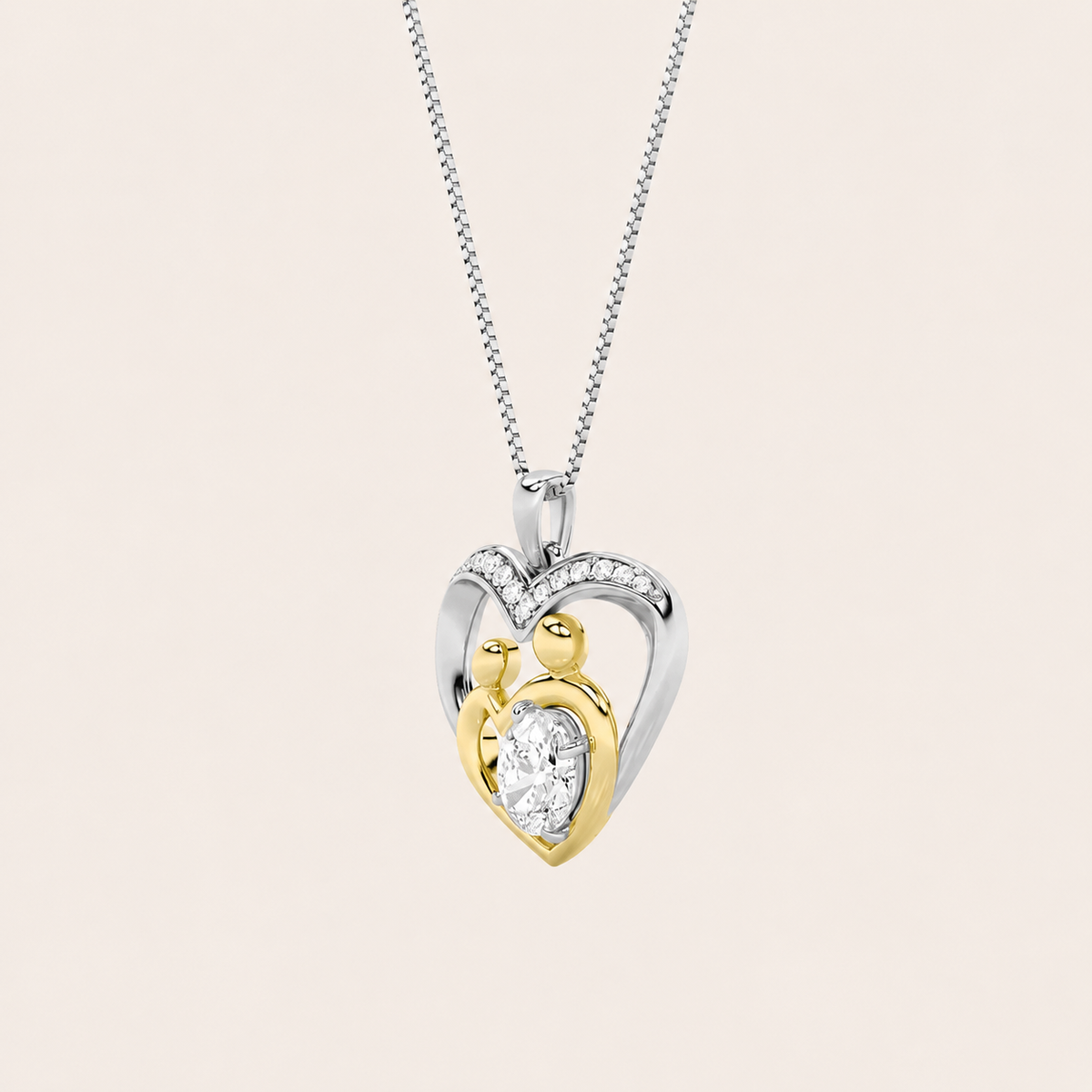 1CT Oval Cut Lab Grown Diamond Heart Shaped Pendant