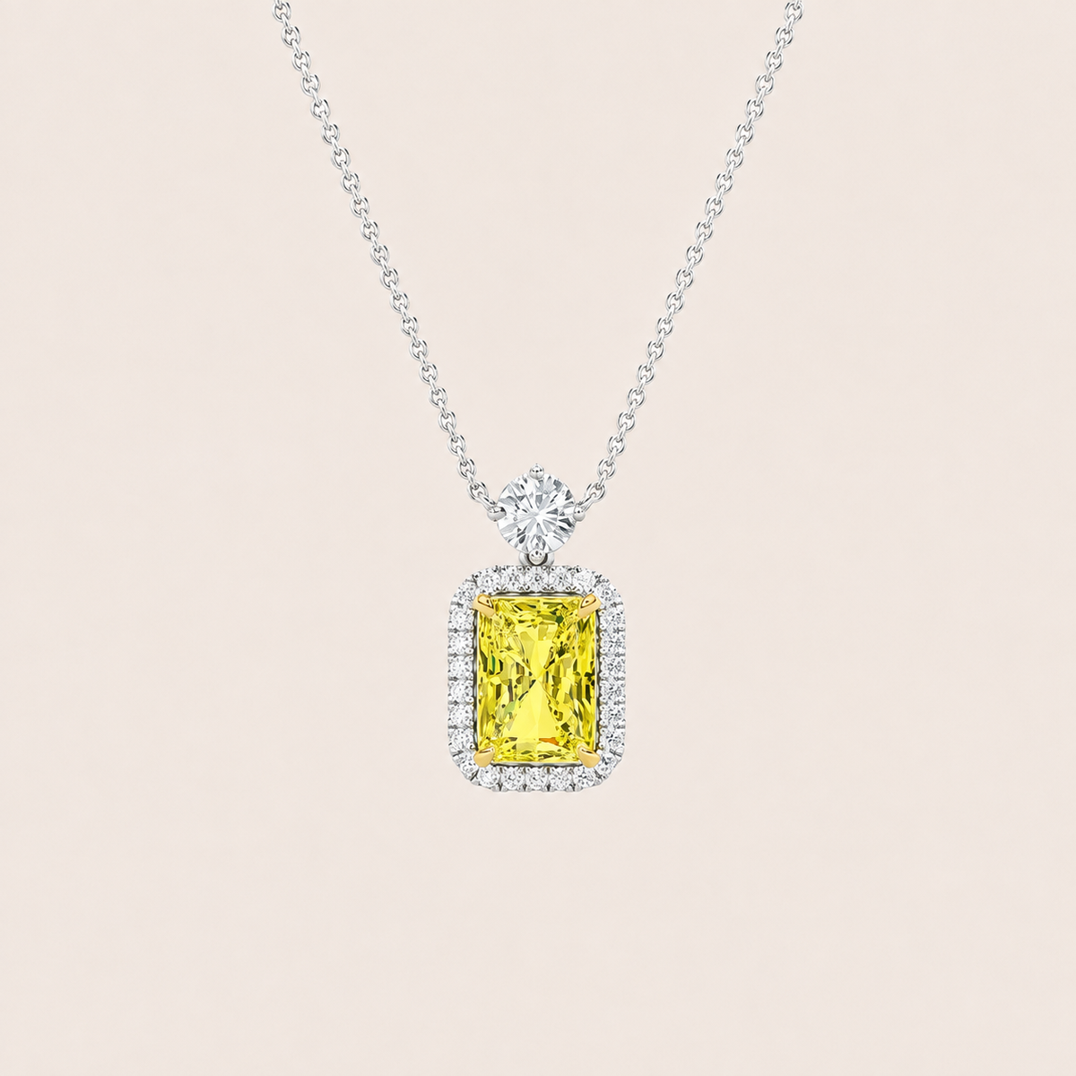 2.5CT Radiant Cut Lab Grown Diamond Pendant Necklace