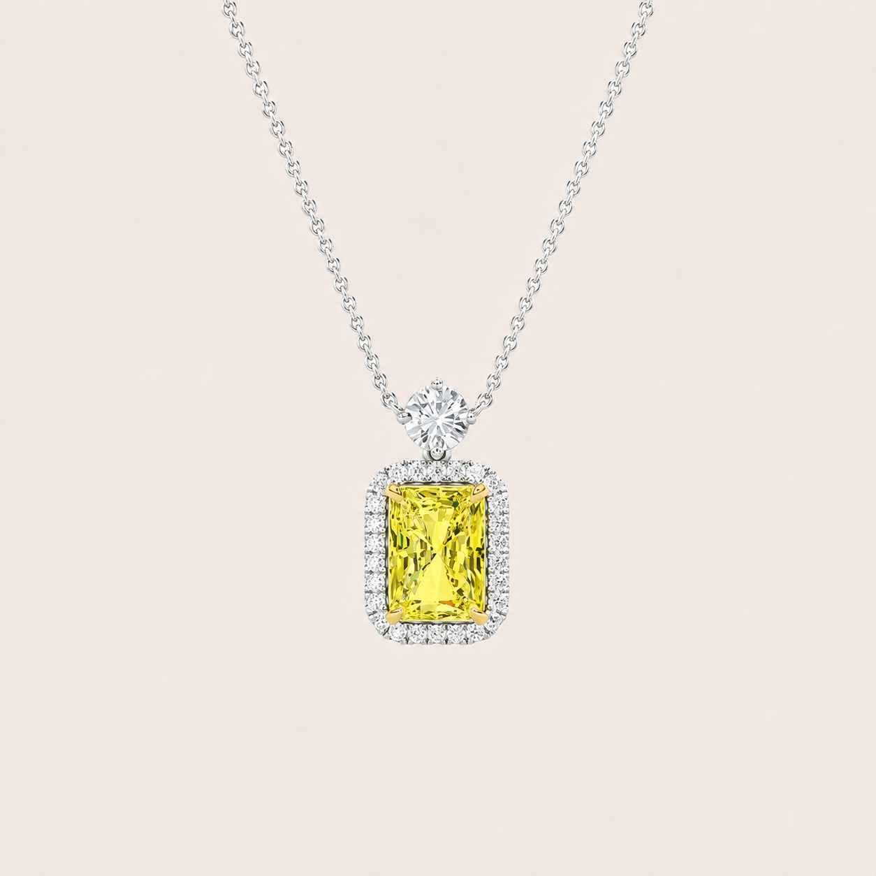 2.5CT Radiant Cut Lab Grown Diamond Pendant Necklace