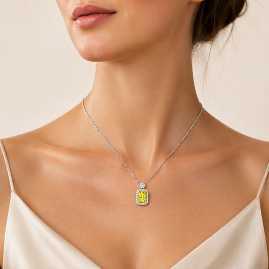 2.5CT Radiant Cut Lab Grown Diamond Pendant Necklace