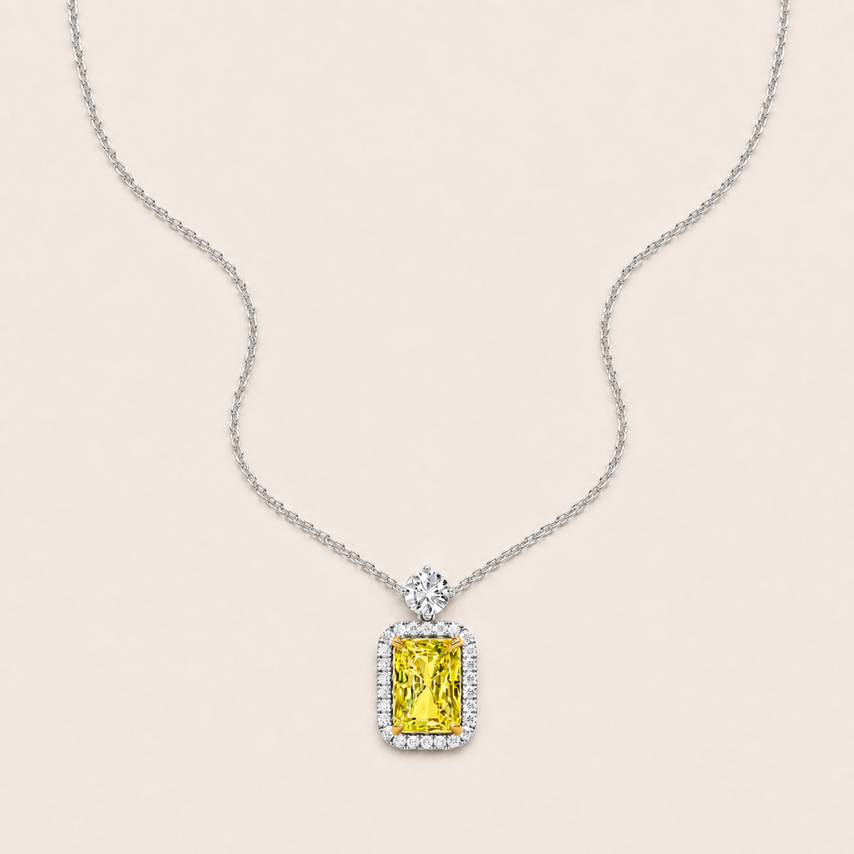 2.5CT Radiant Cut Lab Grown Diamond Pendant Necklace