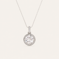 2CT Round Cut Lab Grown Diamond Halo Pendant Necklace