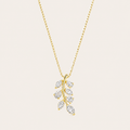 1.5CT Marquise and Pear Cut Lab Grown Diamond Leaf Motif Fashion Pendant Necklace