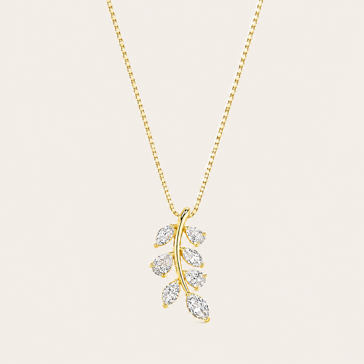 1.5CT Marquise and Pear Cut Lab Grown Diamond Leaf Motif Fashion Pendant Necklace