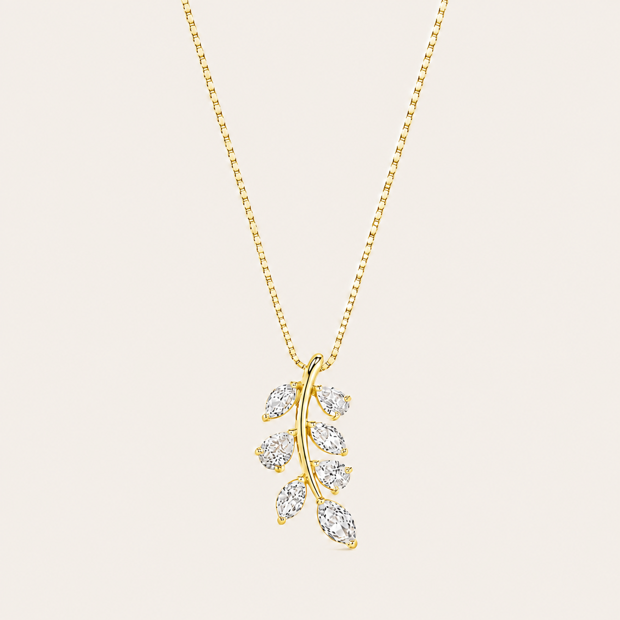 1.5CT Marquise and Pear Cut Lab Grown Diamond Leaf Motif Fashion Pendant Necklace