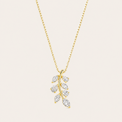 1.5CT Marquise and Pear Cut Lab Grown Diamond Leaf Motif Fashion Pendant Necklace