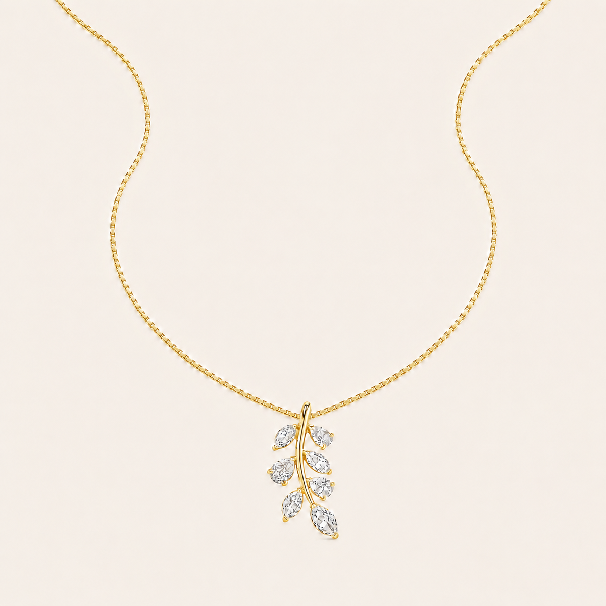 1.5CT Marquise and Pear Cut Lab Grown Diamond Leaf Motif Fashion Pendant Necklace