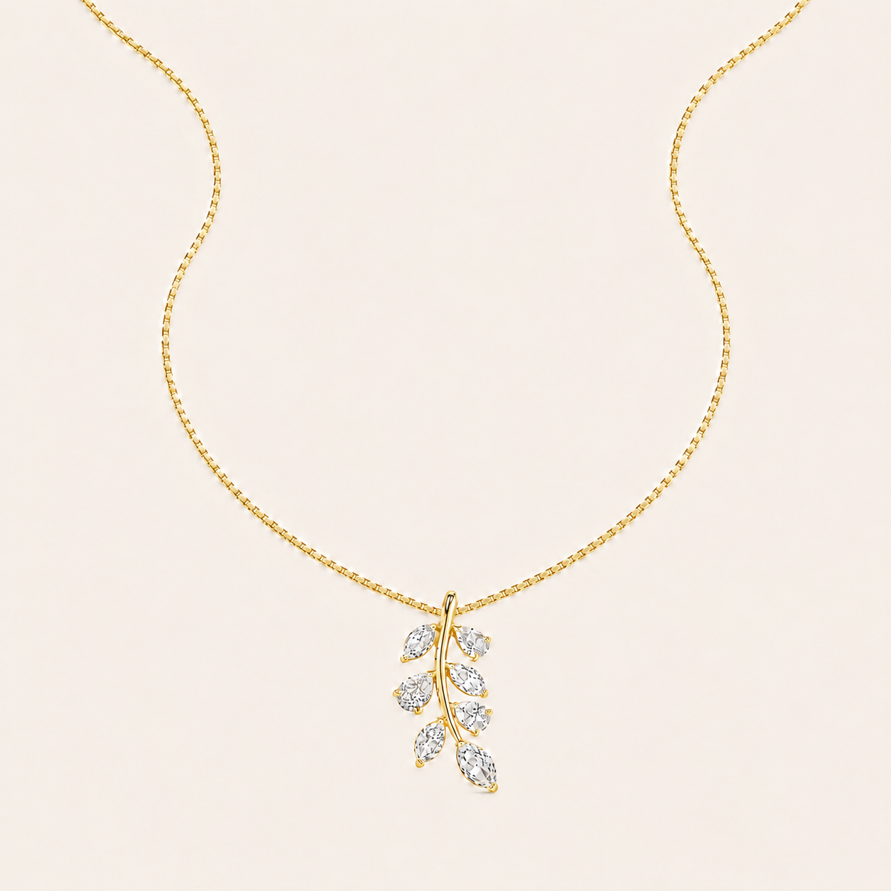 1.5CT Marquise and Pear Cut Lab Grown Diamond Leaf Motif Fashion Pendant Necklace