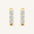2CT Round Cut Lab Grown Diamond Three Stone Huggie Earrings