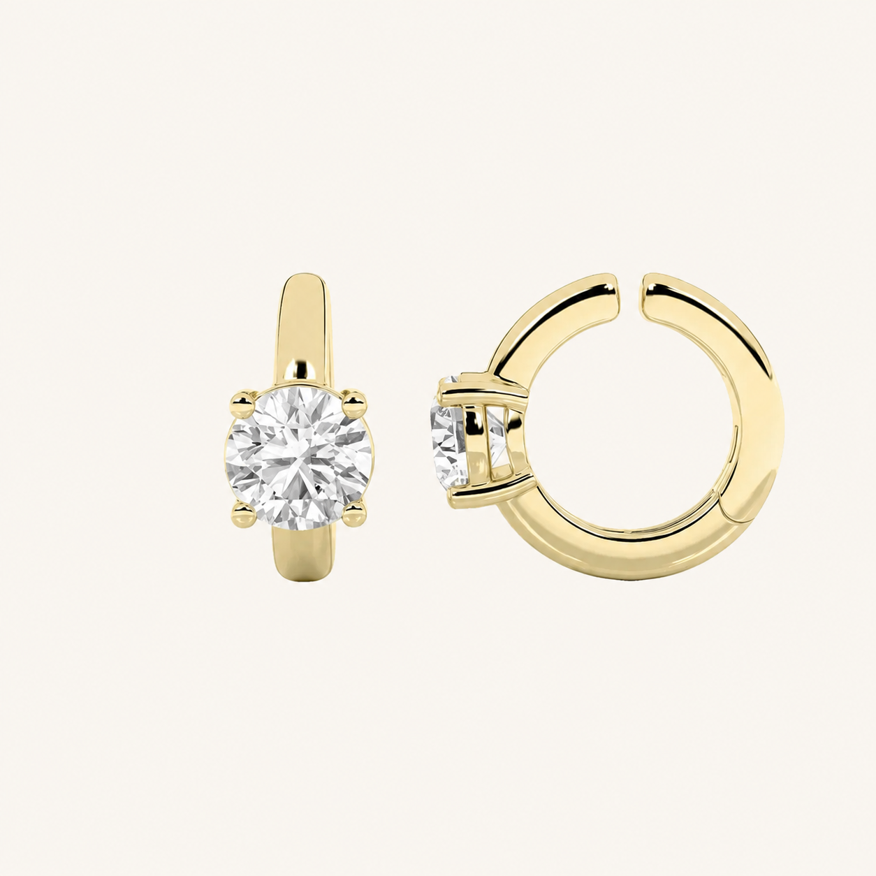0.5CT Round Cut Lab Grown Diamond Huggie Cuff Earrings