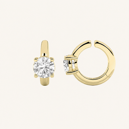 0.5CT Round Cut Lab Grown Diamond Huggie Cuff Earrings