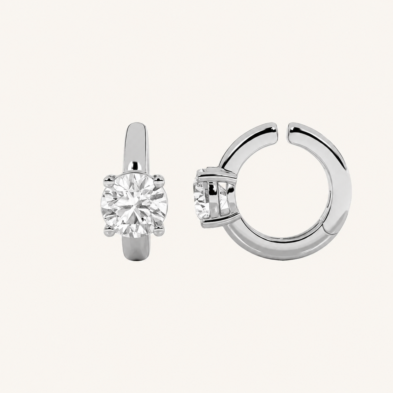 0.25CT Round Cut Lab Grown Diamond Huggie Cuff Earrings
