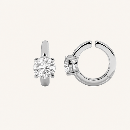 0.25CT Round Cut Lab Grown Diamond Huggie Cuff Earrings