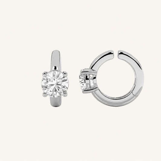 0.25CT Round Cut Lab Grown Diamond Huggie Cuff Earrings