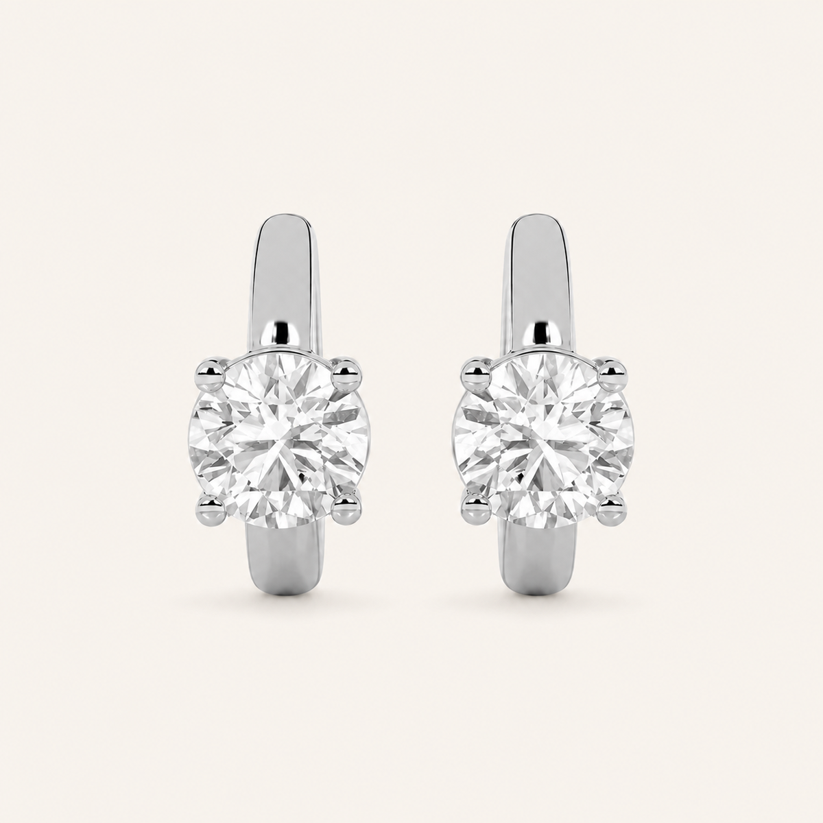 0.25CT Round Cut Lab Grown Diamond Huggie Cuff Earrings