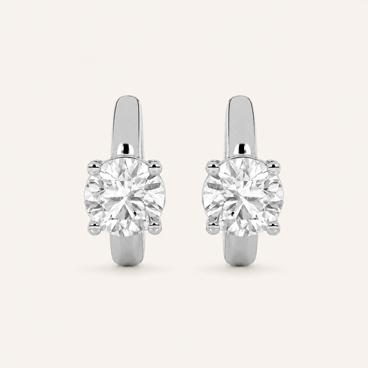 0.25CT Round Cut Lab Grown Diamond Huggie Cuff Earrings
