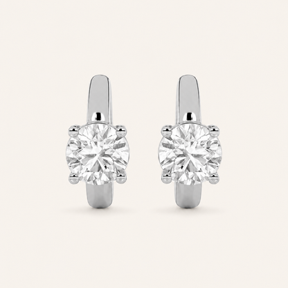 0.25CT Round Cut Lab Grown Diamond Huggie Cuff Earrings
