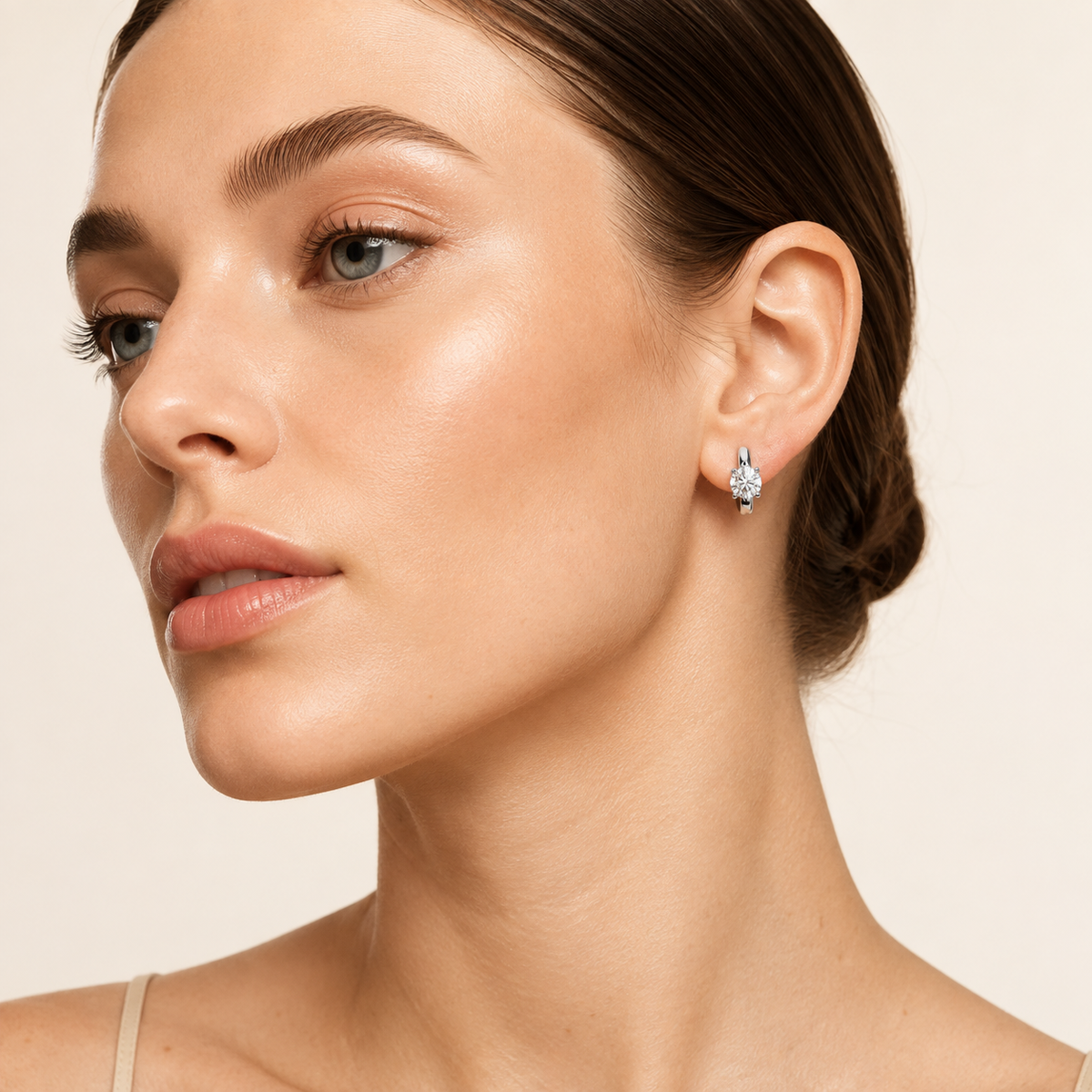 0.25CT Round Cut Lab Grown Diamond Huggie Cuff Earrings