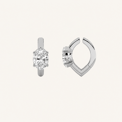 0.25CT Oval Cut Lab Grown Diamond Huggie Cuff Earrings