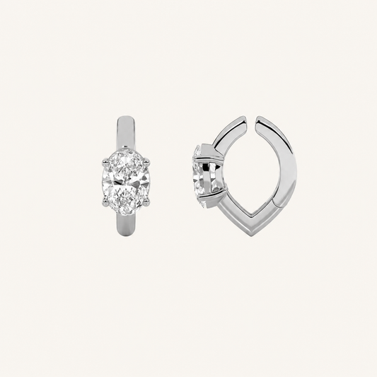 0.25CT Oval Cut Lab Grown Diamond Huggie Cuff Earrings