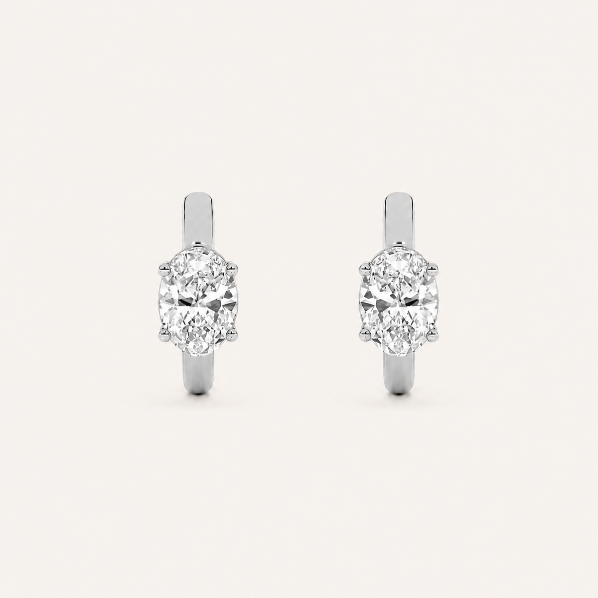 0.25CT Oval Cut Lab Grown Diamond Huggie Cuff Earrings