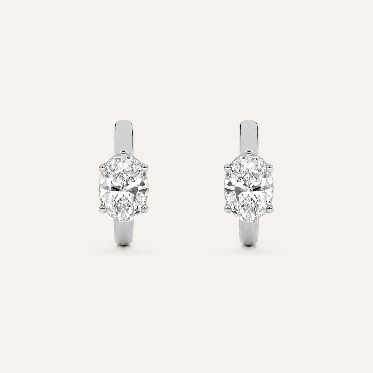 0.25CT Oval Cut Lab Grown Diamond Huggie Cuff Earrings