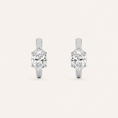 0.25CT Oval Cut Lab Grown Diamond Huggie Cuff Earrings