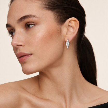 0.25CT Oval Cut Lab Grown Diamond Huggie Cuff Earrings