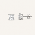 2CT Princess Cut Lab Grown Diamond Stud Earrings