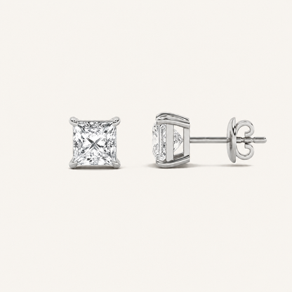 2CT Princess Cut Lab Grown Diamond Stud Earrings